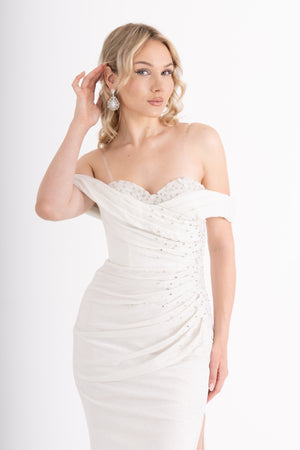 LUNARYA Ekru Abiye Elbise