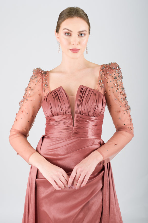 MRTC Kahve Abiye Elbise