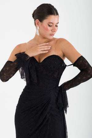 PLODİV Siyah Abiye Elbise