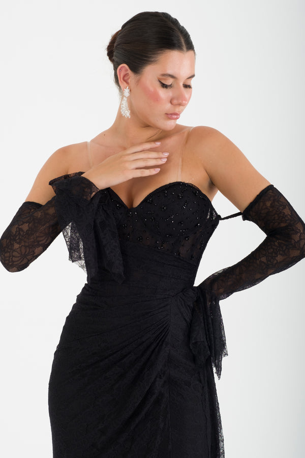 PLODİV Siyah Abiye Elbise