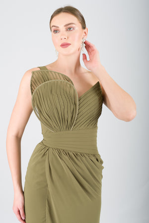 EDİTH Haki Abiye Elbise