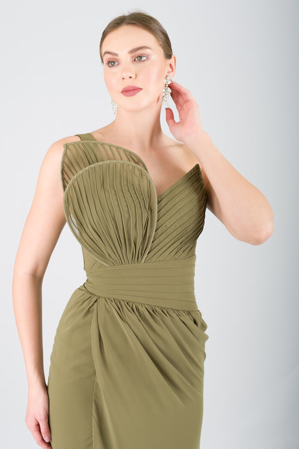 EDİTH Haki Abiye Elbise