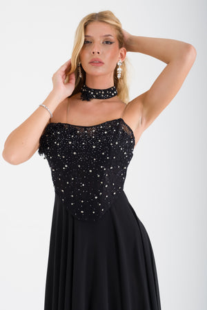 SUSİN Siyah Abiye Elbise