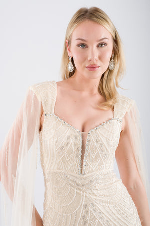 ELVARIN Bej Abiye Elbise