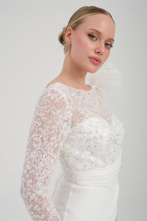 MIRELIA Beyaz Abiye Elbise