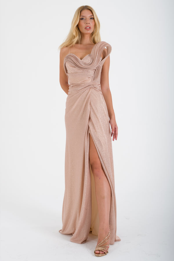 LULUH Gold Abiye Elbise