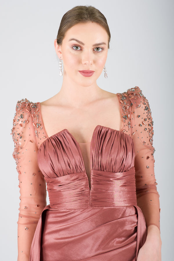 MRTC Kahve Abiye Elbise