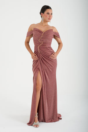 TRAKİA Kiremit Abiye Elbise