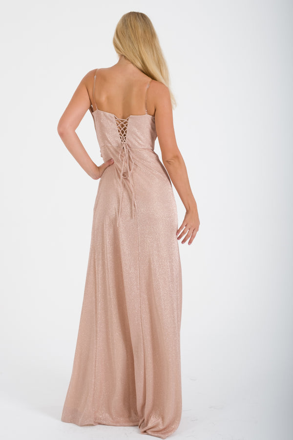 LULUH Gold Abiye Elbise