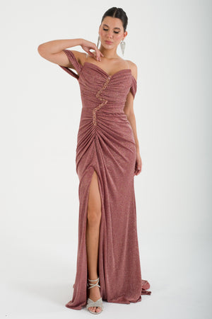 TRAKİA Kiremit Abiye Elbise