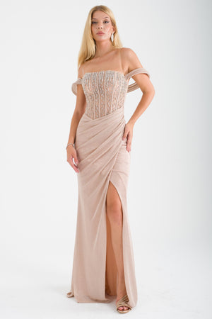 APRİL Gold Abiye Elbise