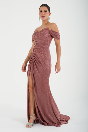 TRAKİA Kiremit Abiye Elbise