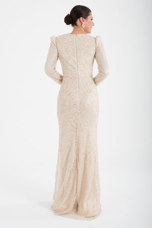 KOTORİBA Bej Abiye Elbise