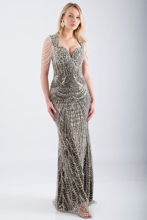 JEDDAH Haki Abiye Elbise