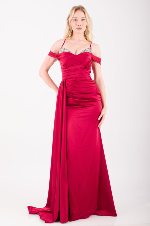 ELIVON Bordo Abiye Elbise