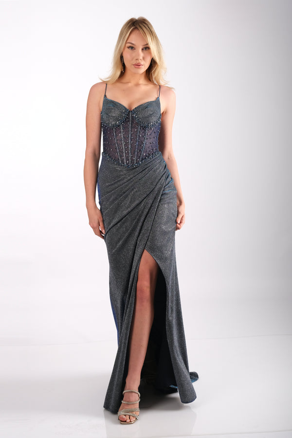 NISSA Mavi Abiye Elbise