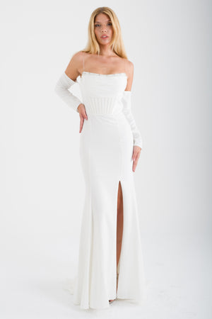 VARDZİA Ekru Abiye Elbise