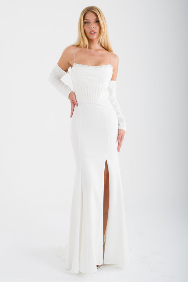 VARDZİA Ekru Abiye Elbise