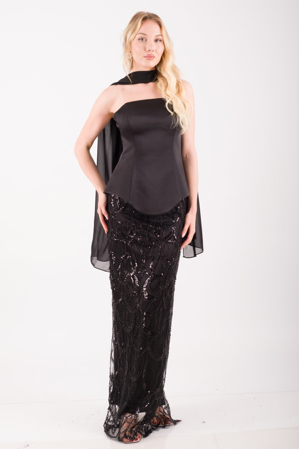 LISBON Siyah Abiye Elbise