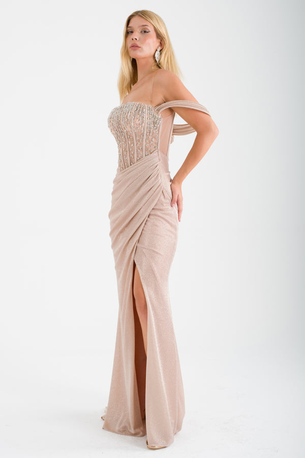 APRİL Gold Abiye Elbise