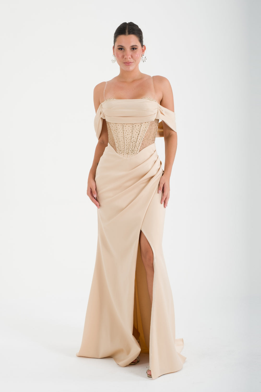 ZIMBEA Bej Abiye Elbise