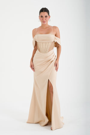 ZIMBEA Bej Abiye Elbise