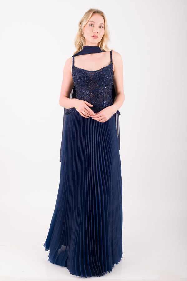 PORTO Lacivert Abiye Elbise