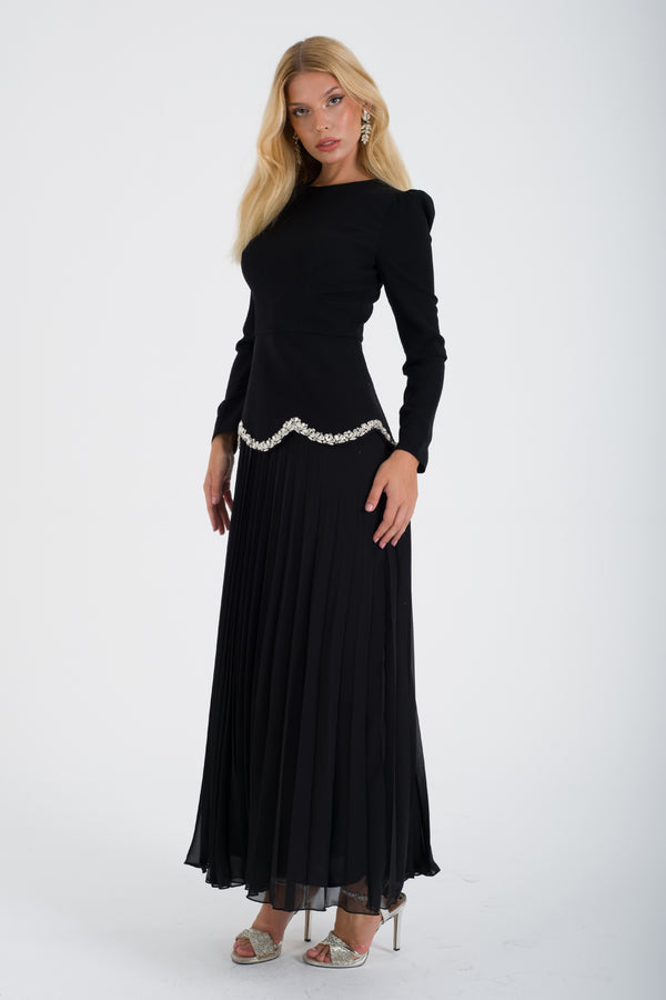 JOHRU Siyah Abiye Elbise