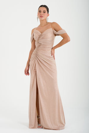 TRAKİA Gold Abiye Elbise