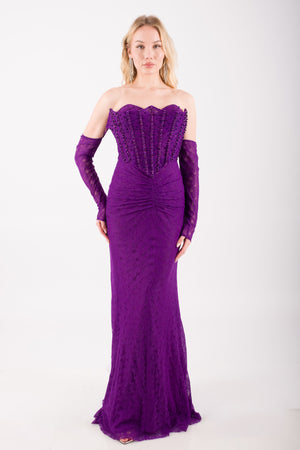 VIRENZA Mor Abiye Elbise