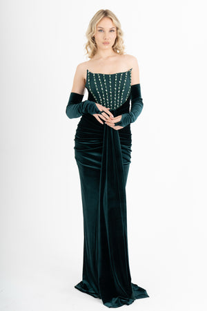 CALYVIA Zümrüt Abiye Elbise