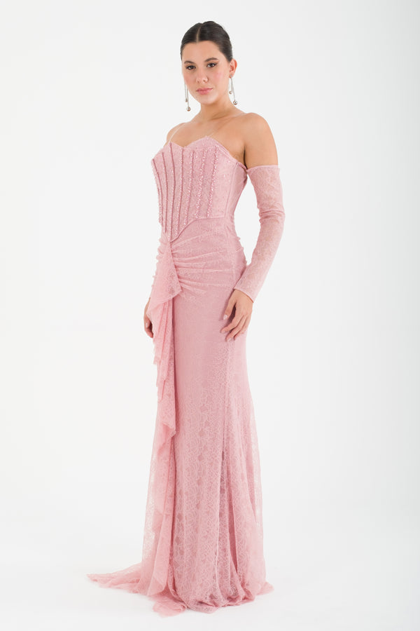 DUYZA Pudra Abiye Elbise