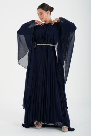 Kotor Lacivert Abiye Elbise