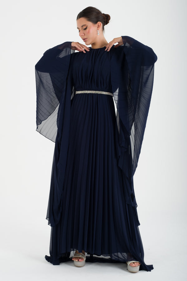 Kotor Lacivert Abiye Elbise