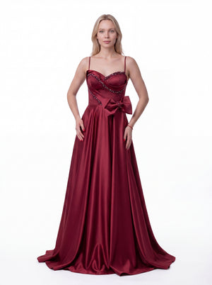 RUBY Bordo Abiye Elbise