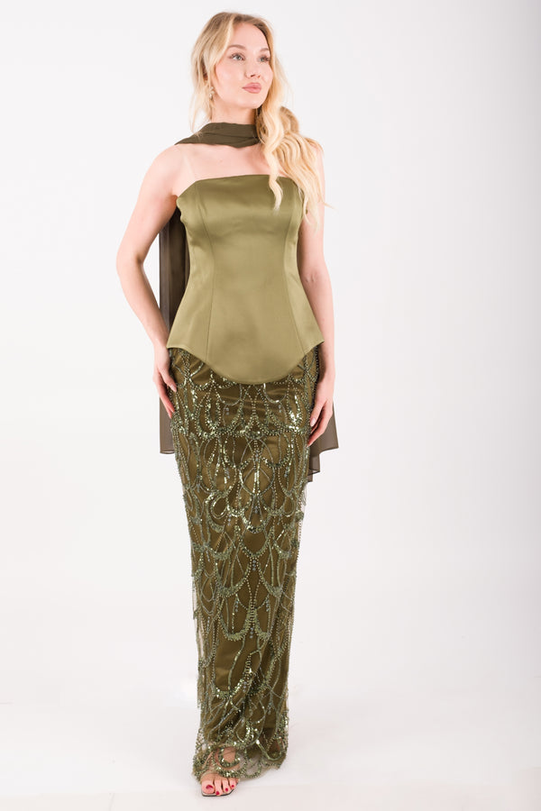 LISBON Haki Abiye Elbise