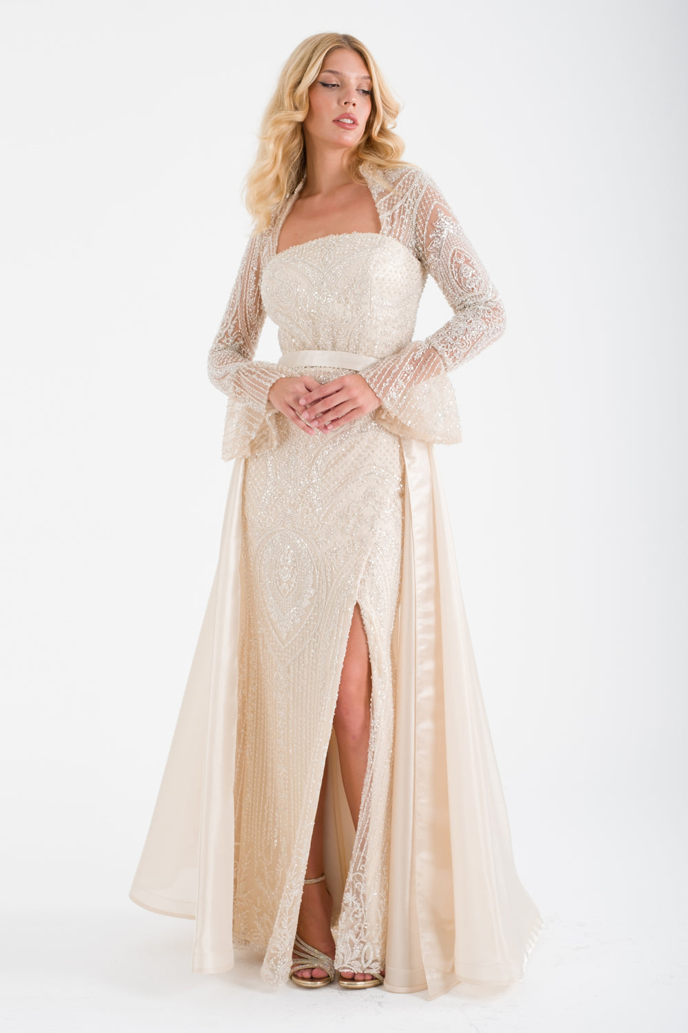 SİBİU Bej Abiye Elbise