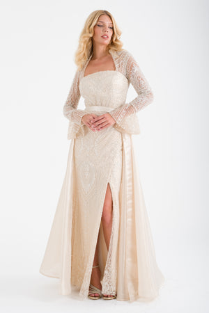 SİBİU Bej Abiye Elbise