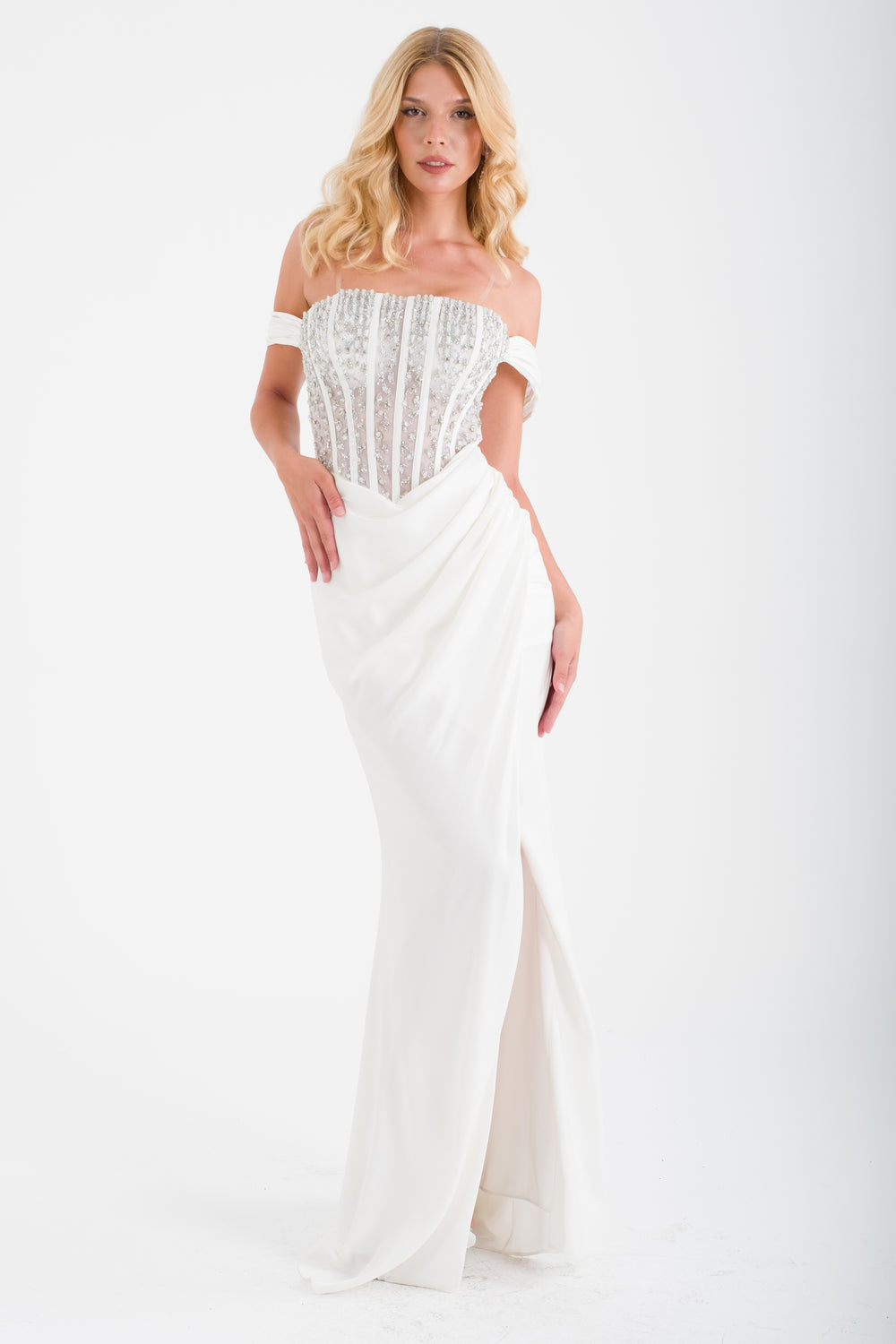 AGAETE Ekru Abiye Elbise