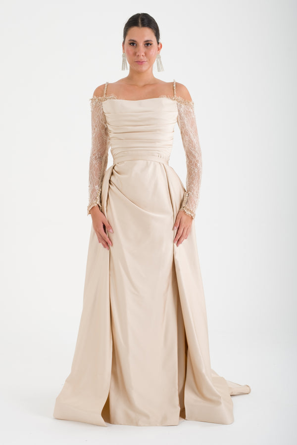 SAİNT Bej Abiye Elbise