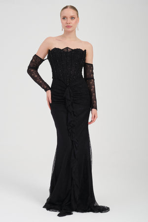 DUYZA SİYAH Abiye Elbise