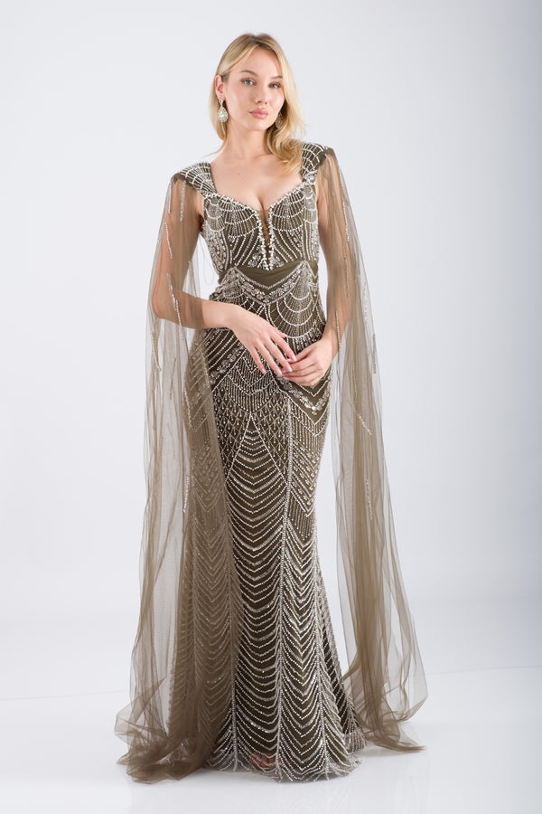 ELVARIN Haki Abiye Elbise