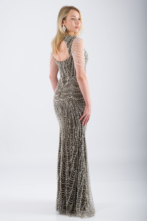 JEDDAH Haki Abiye Elbise