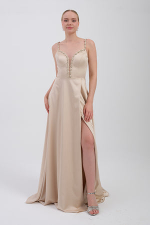 DORAYNE Bej Abiye Elbise