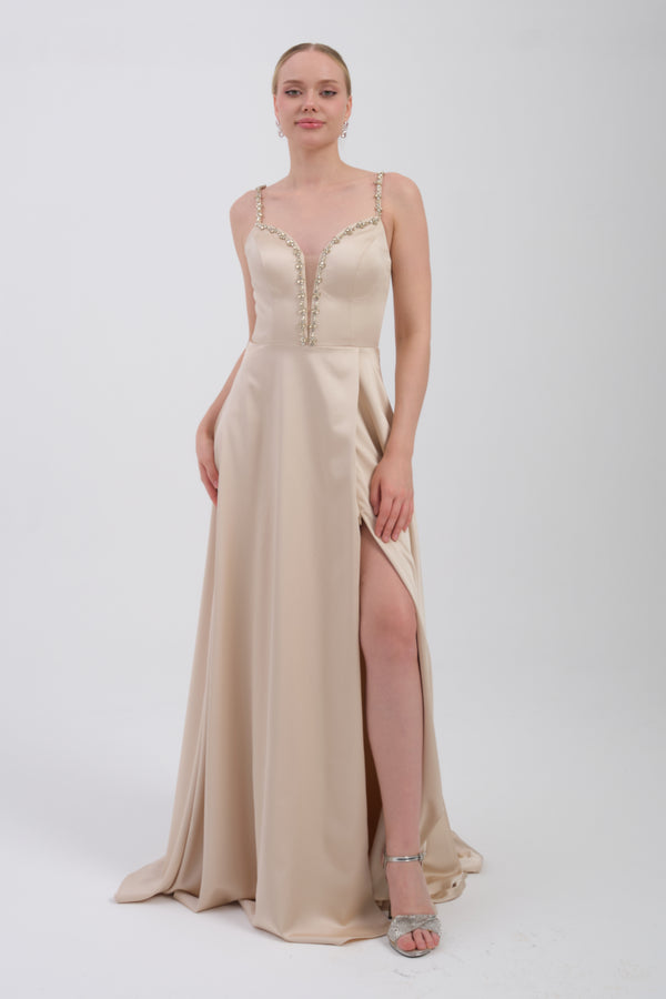 DORAYNE Bej Abiye Elbise