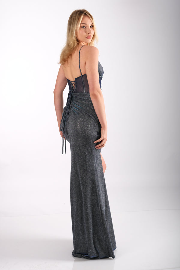 NISSA Mavi Abiye Elbise