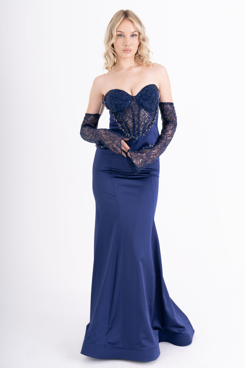 SYLVARA Lacivert Abiye Elbise