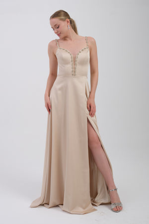 DORAYNE Bej Abiye Elbise