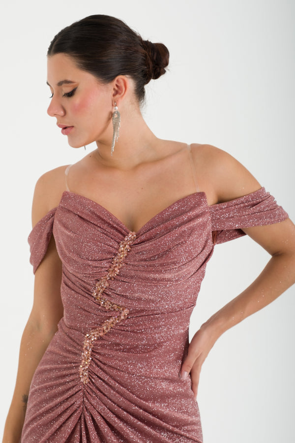 TRAKİA Kiremit Abiye Elbise