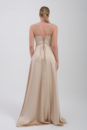 DORAYNE Bej Abiye Elbise